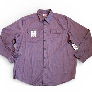 Wrangler All Day Comfort Button-Down Shirt Men’s XL Burgundy NWT